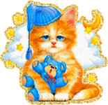 онный рыжий кот в голубом колпаке