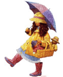Девочка с куклами под зонтом